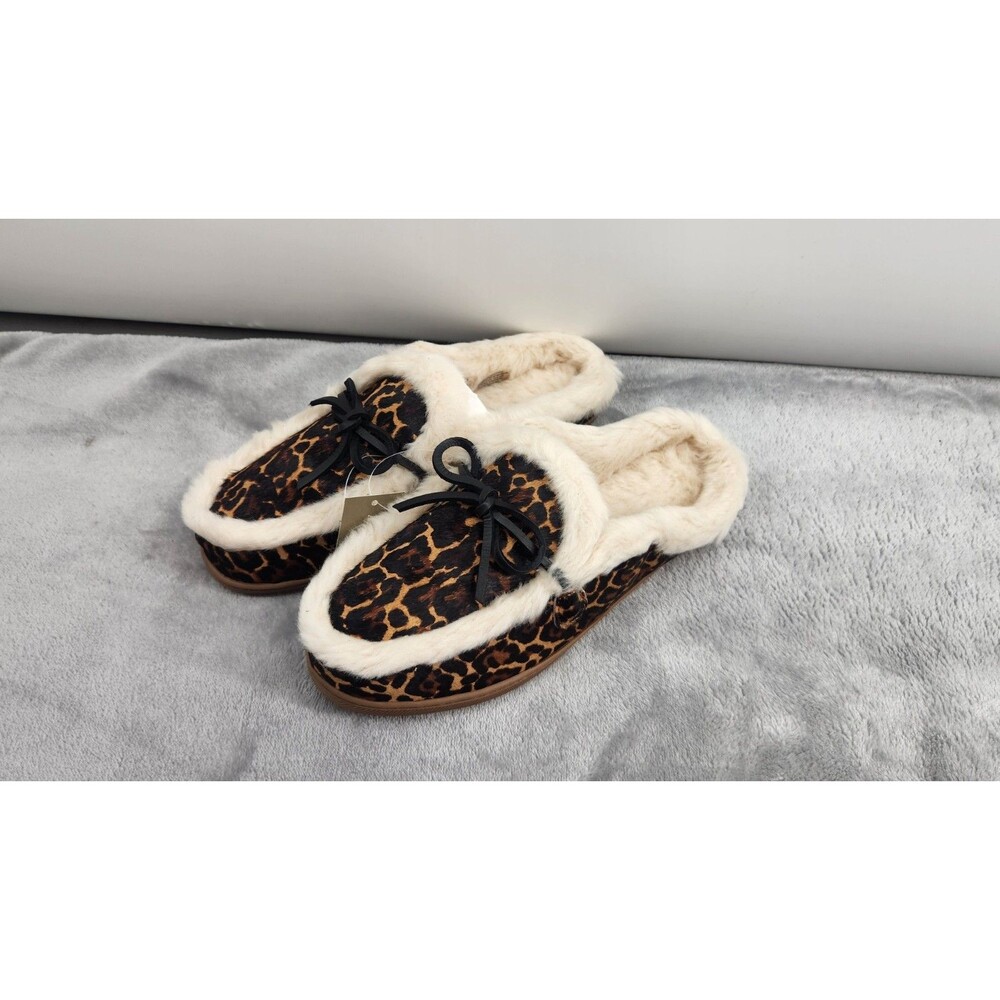 J. Crew Women’s 8M Leopard Print Calf Hair Lodge Mules Slip On Shoes NWT